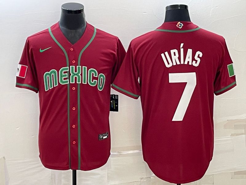 Men 2023 World Cub Mexico #7 Urias Red Nike MLB Jersey32->more jerseys->MLB Jersey